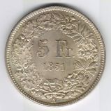 5.- SFr. 1851 - unzirkuliert